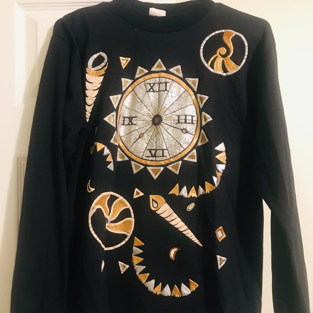 Touch Of Gold Girl Black Long Sleeve Shirt, Size L